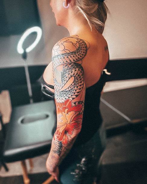 Wondrous Full Sleeve Tattoo For Woman