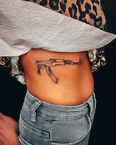 Wondrous Gun Tattoo For Woman Ribs Ak 47