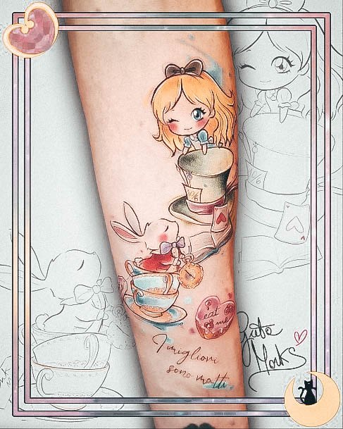 Wondrous Ladies Alice In Wonderland Tattoos