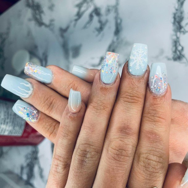 Wondrous Ladies Blue Winter Nails