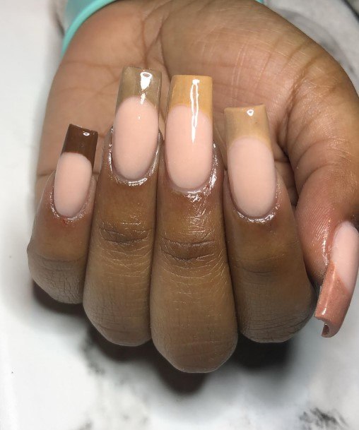 Wondrous Ladies Brown French Tip Nails