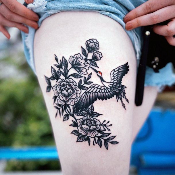 Wondrous Ladies Crane Tattoos