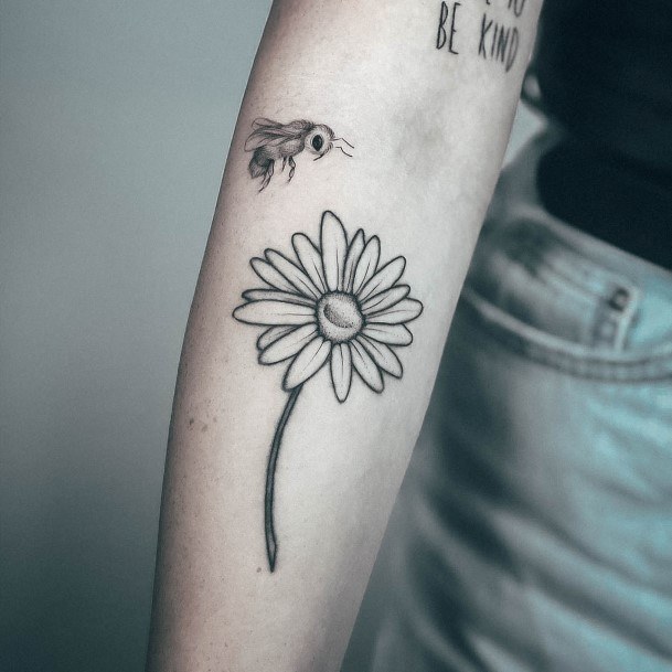 Wondrous Ladies Daisy Tattoos Forearm Black Ink