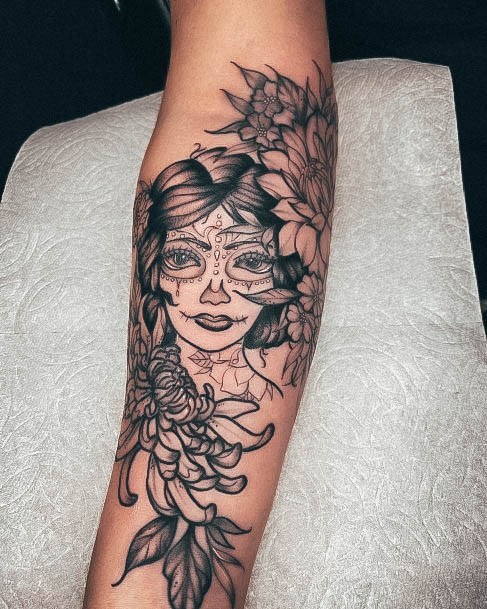 Wondrous Ladies Day Of The Dead Tattoos