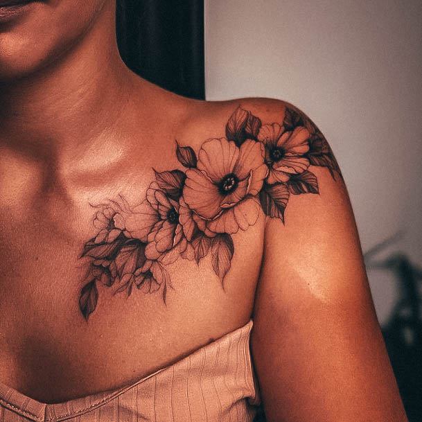 Wondrous Ladies Flower Shoulder Tattoos