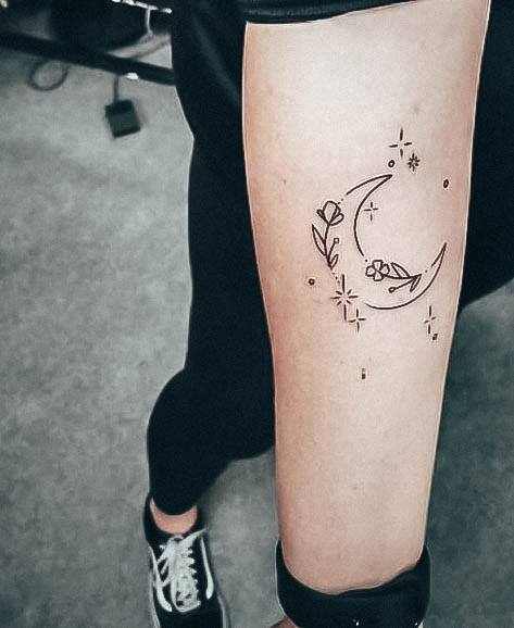 Wondrous Ladies Moon And Stars Tattoos