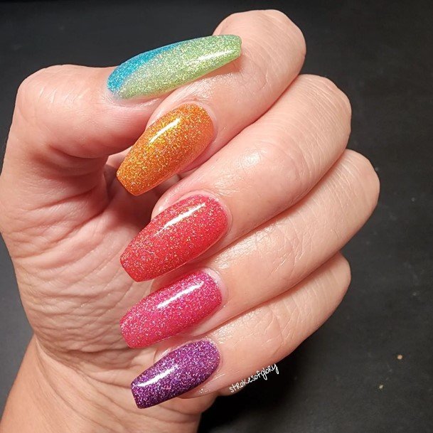 Wondrous Ladies Rainbow Nails