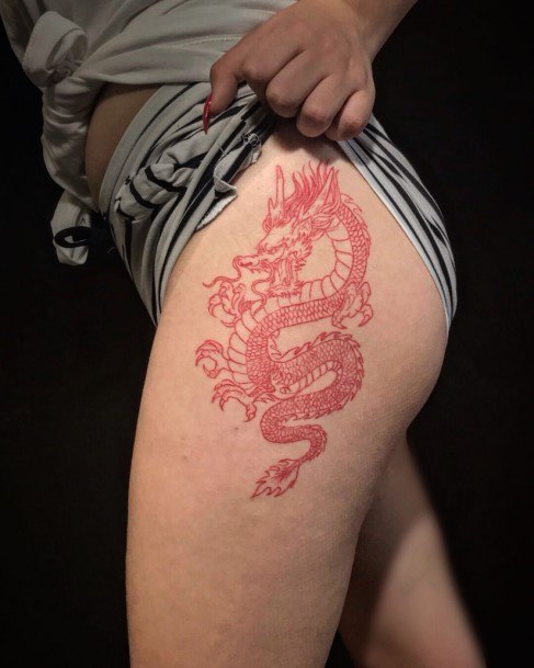 Wondrous Ladies Red Dragon Tattoos