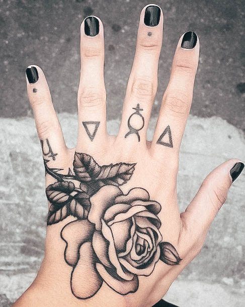 Wondrous Ladies Rose Hand Tattoos