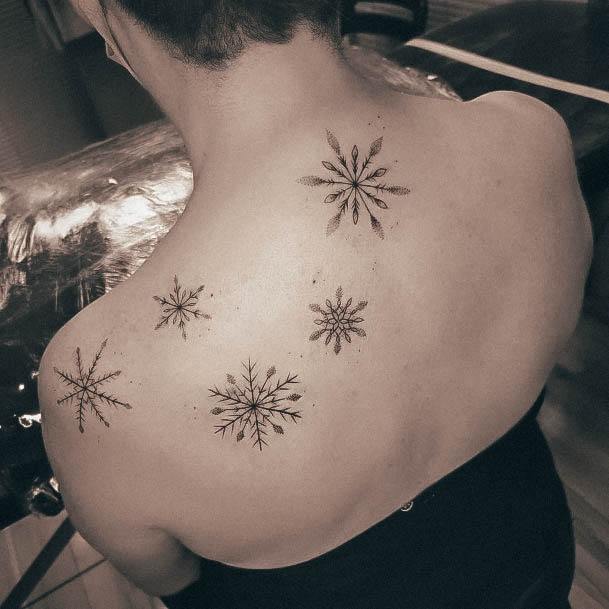 Wondrous Ladies Snowflake Tattoos