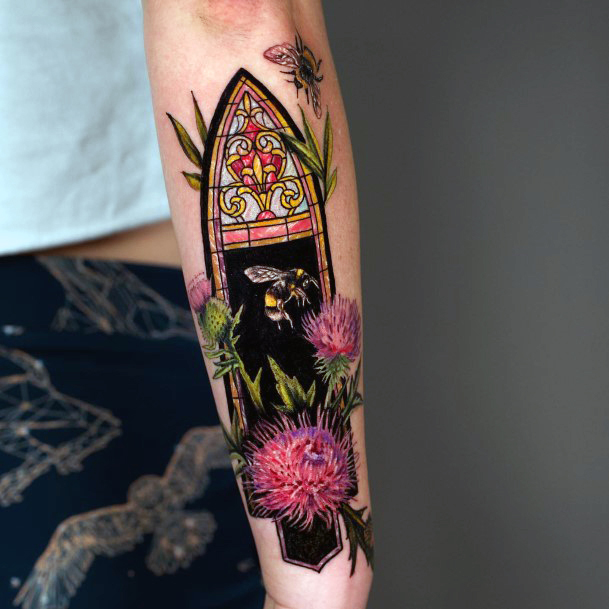 Wondrous Ladies Stained Glass Tattoos