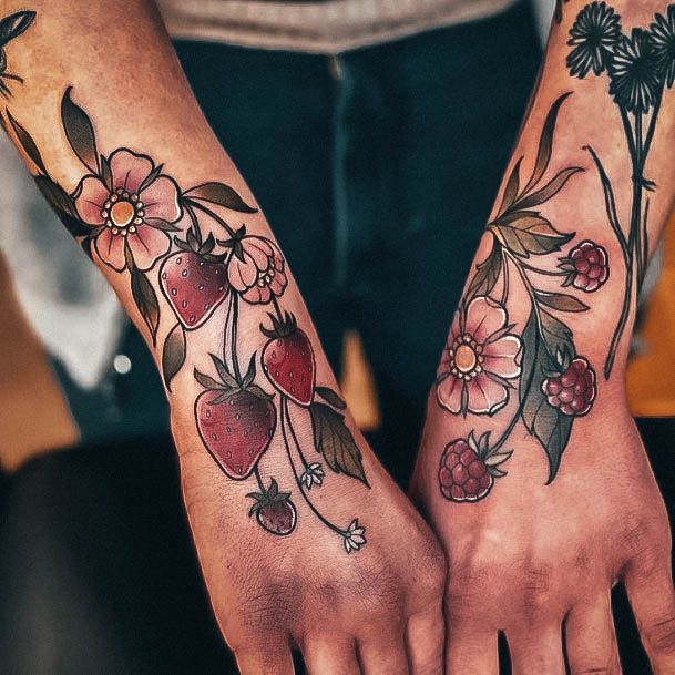 Wondrous Ladies Strawberry Tattoos