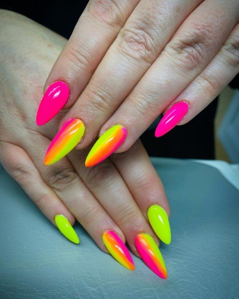 Wondrous Ladies Yellow And Pink Nails