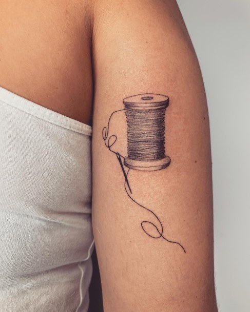 Wondrous Needle And Thread Tattoo For Woman