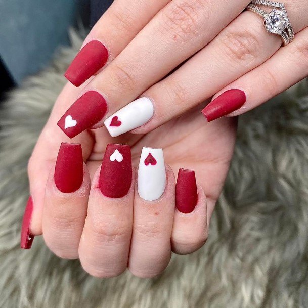 Wondrous Red And White Nail For Woman