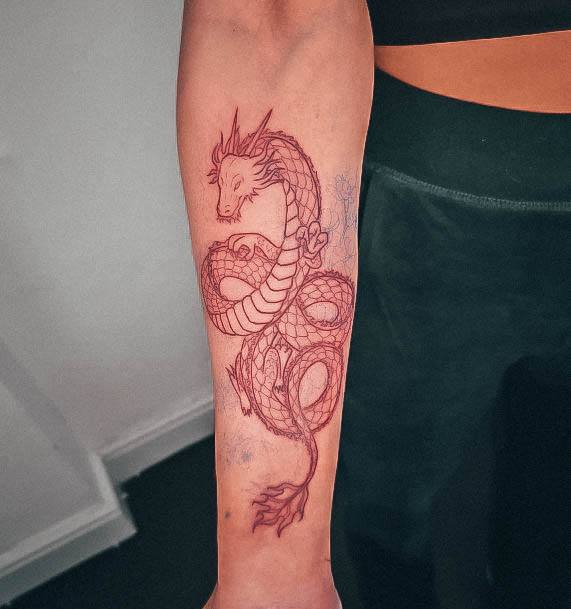 Wondrous Red Dragon Tattoo For Woman