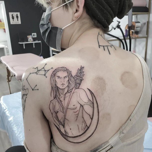 Wondrous Sagittarius Tattoo For Woman Back