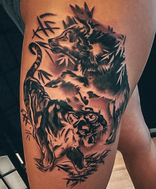 Wondrous Tiger Tattoo For Woman On Side Of Thigh