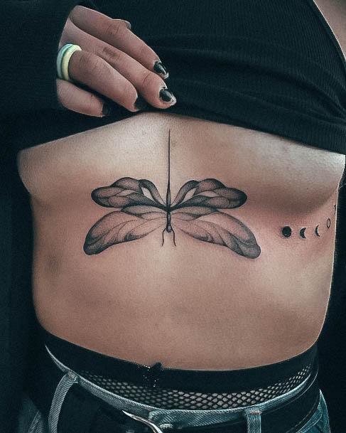 Wondrous Under Boob Chest Ladies Dragonfly Tattoos