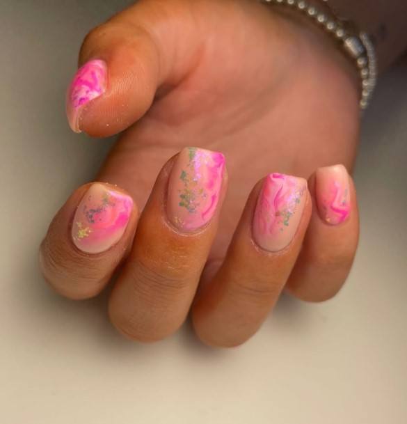 Wondrous Yellow And Pink Nail For Woman