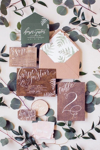 Wooden And Leafy Invitation Suite Rustic Wedding Ideas