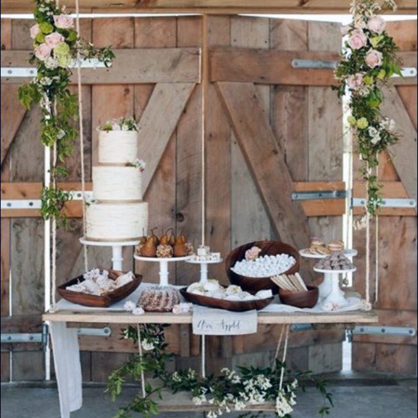 Wooden Barn Doors Backdrop Dessert Table Country Wedding Ideas
