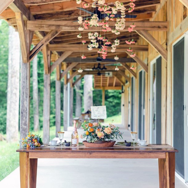 Wooden Beams June Wedding Flowers On Ceilings