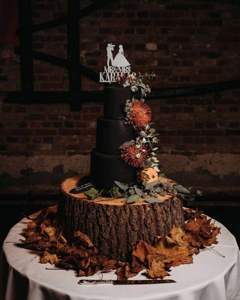 Wooden Log Halloween Wedding Cakes