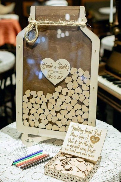 Wooden Mason Jar Drop Box Wedding Guest Book Ideas