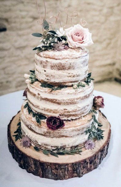 Wooden Rustic Wedding Flowers And Cake