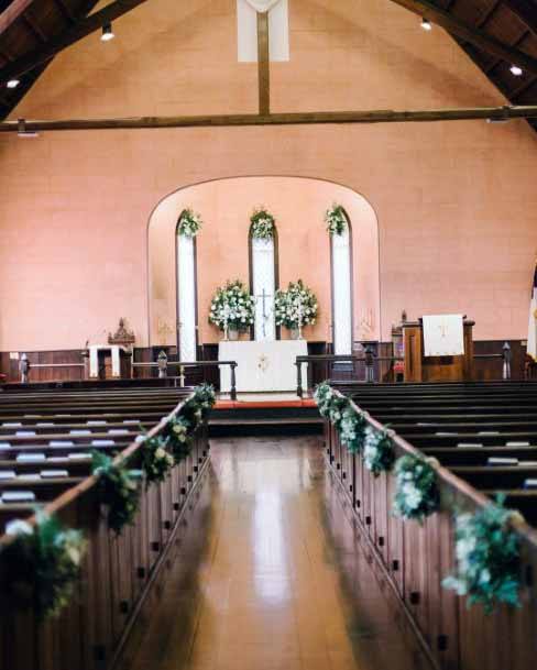 Wooden Seating Church Wedding Decorations