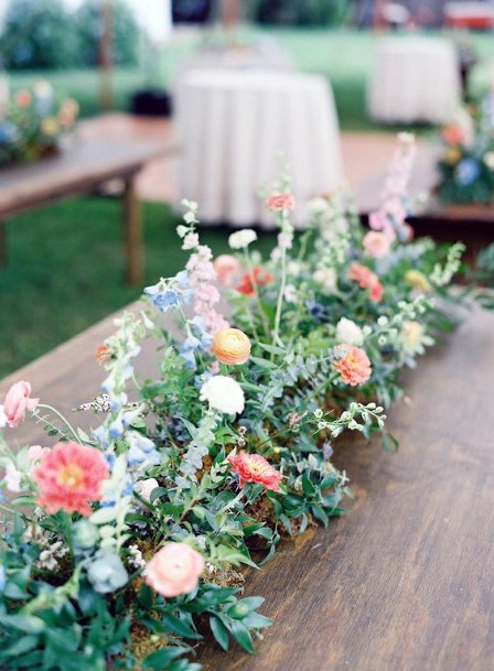 Wooden Table And May Flower Decor Wedding Art