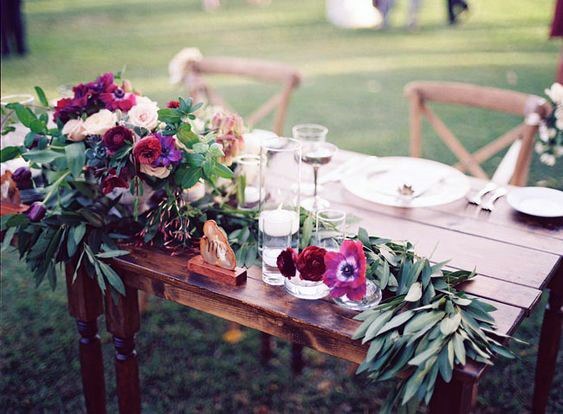 Wooden Table Hawaiian Wedding Flowers