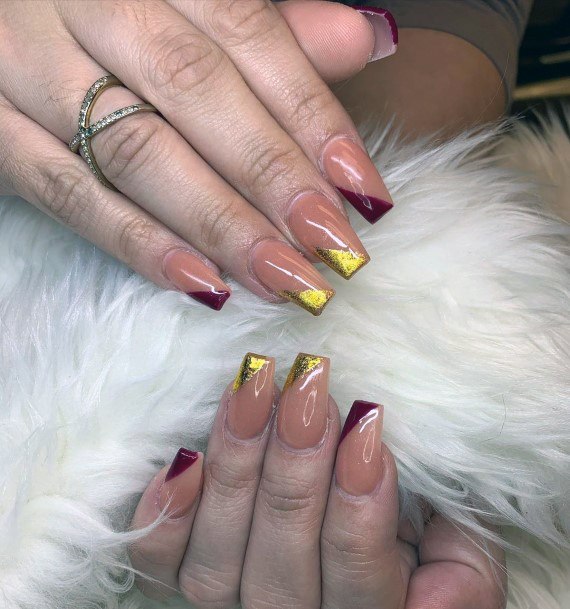 Yellow And Brown Edged Caramel November Nails