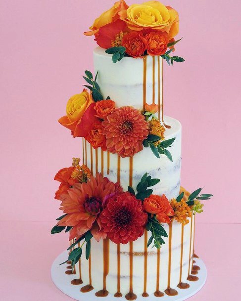 Yellow And Orange Fall Wedding Cakes Women