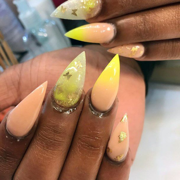Yellow And Peach Ombre Nails Women
