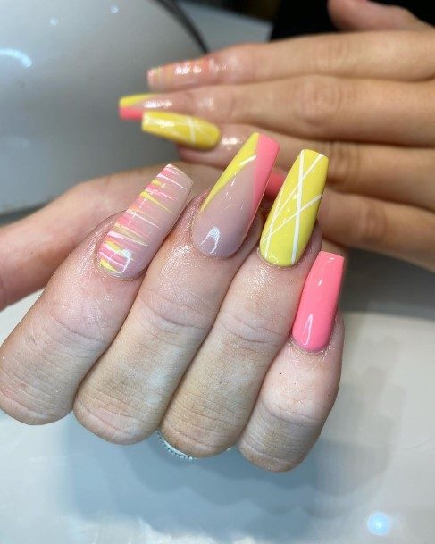 Yellow And Pink Nails For Girls