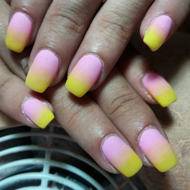 Yellow And Pink Womens Nail Designs