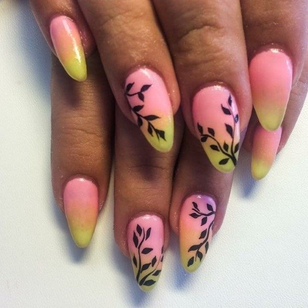 Yellow And Pink Womens Nail Ideas