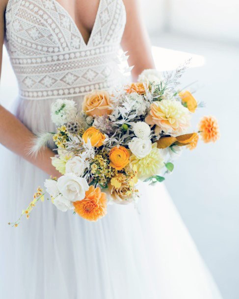 Yellow And White Weddng Flowers Bouquet