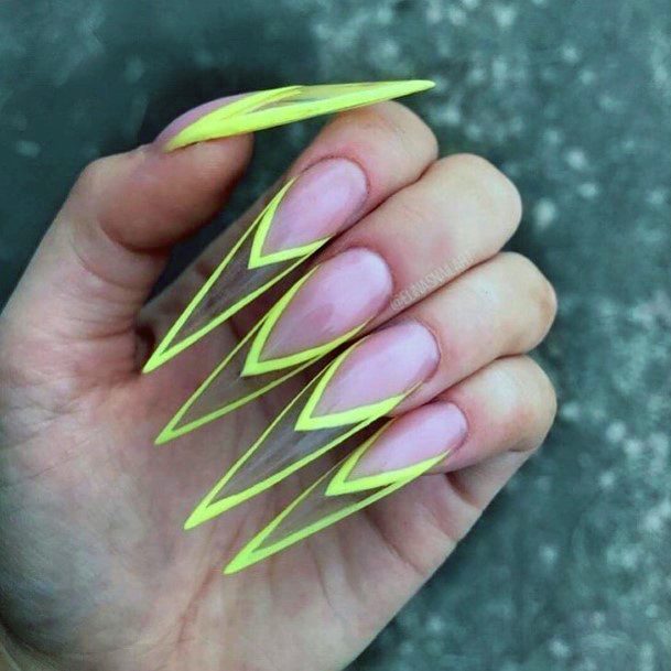 Yellow Edged Claws Transparent Nails For Women