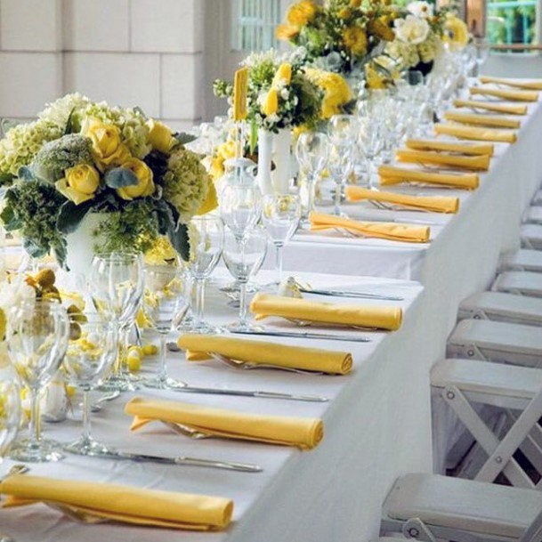 Yellow Flowers And Table Cloth Wedding