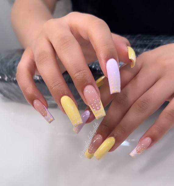 Yellow French Tip Female Nail Designs