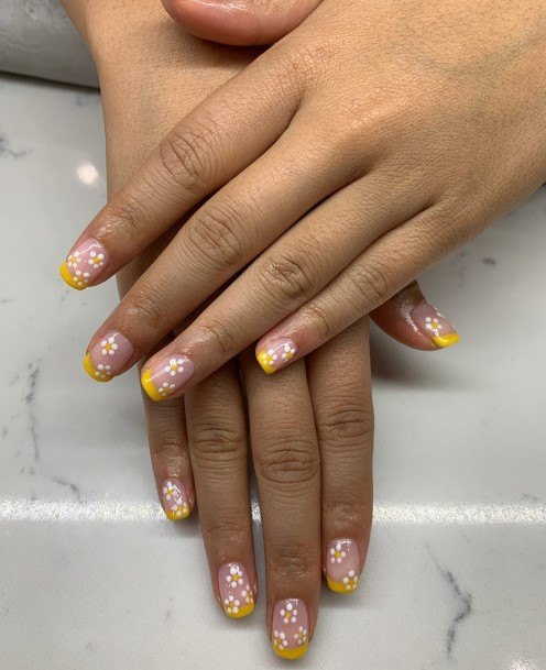 Yellow French Tip Girls Nail Ideas