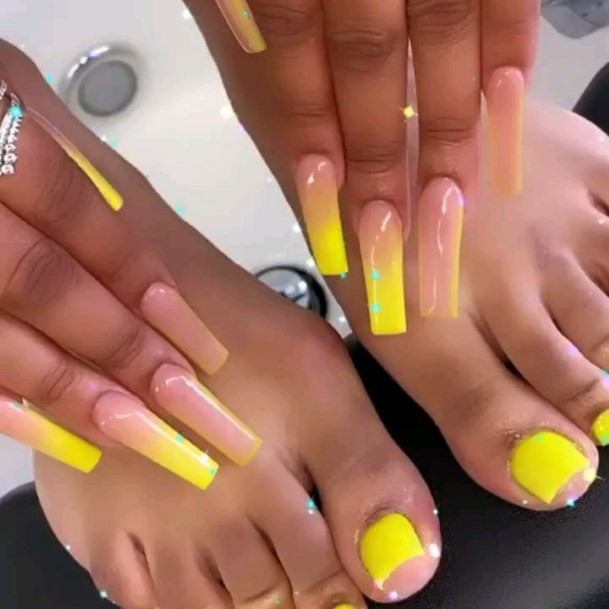 Yellow French Tip Nail Design Inspiration For Women