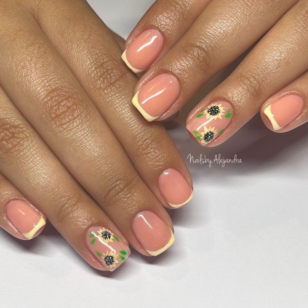 Yellow French Tip Nail Feminine Designs