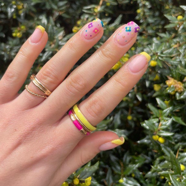 Yellow French Tip Nails Feminine Ideas