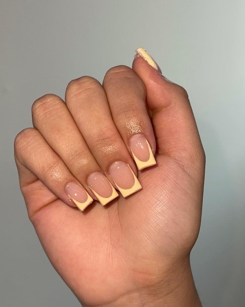 Yellow French Tip Nails For Girls