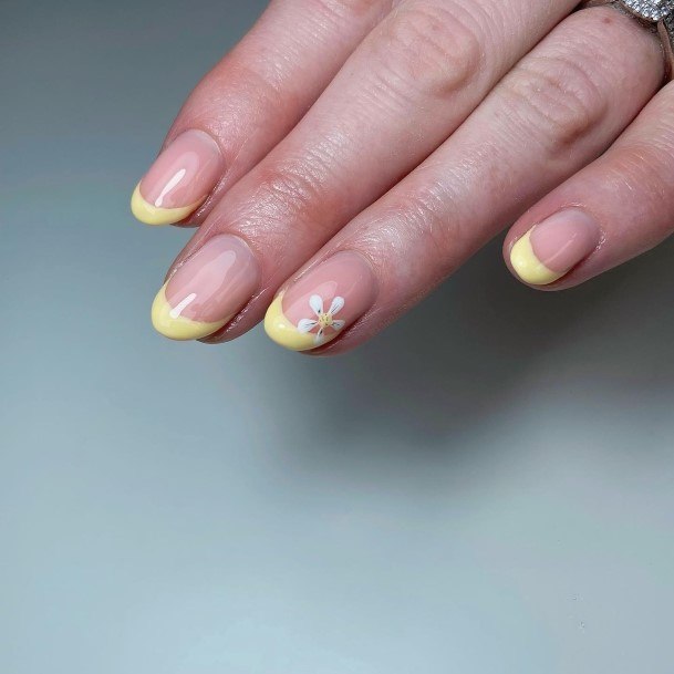 Yellow French Tip Womens Feminine Yellow French Tip Nails