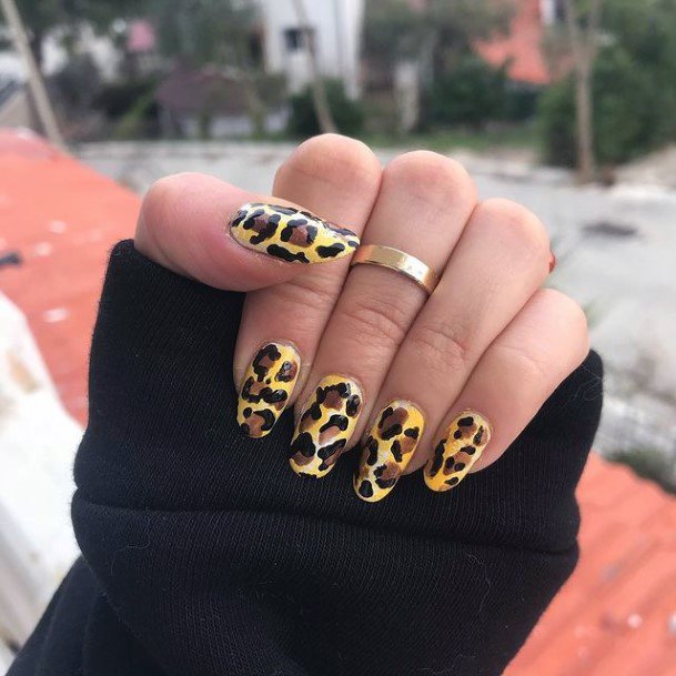 Yellow Leopard Nails Women